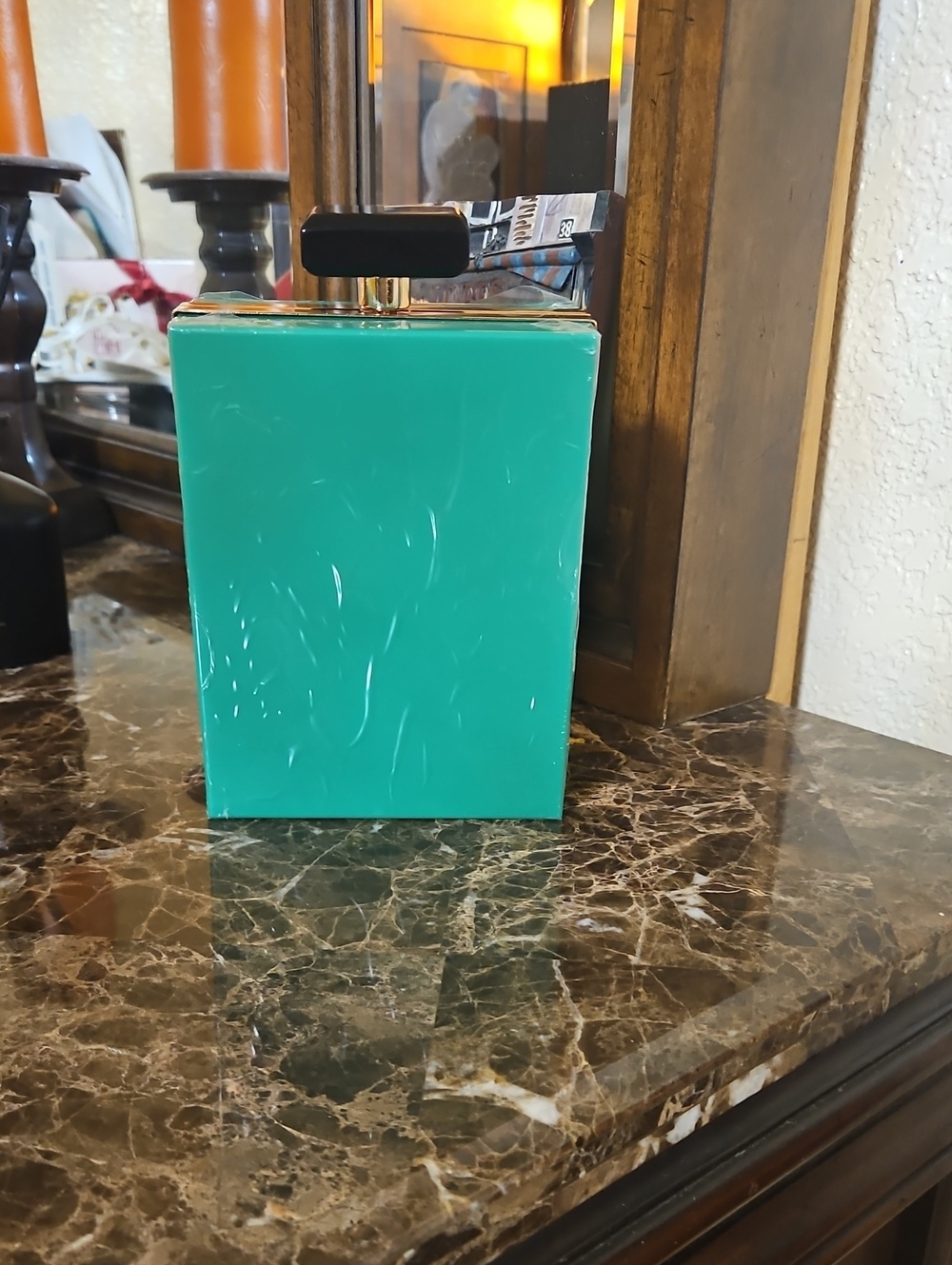 Teal Square Ceramic Candle Holder - Home Accents. Brand New, Still In Plastic